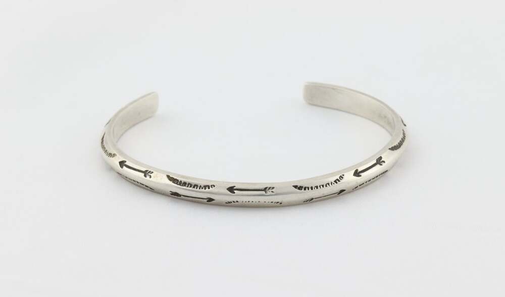 Sterling Silver Stamped Arrow Cuff Bracelet 6 1/4" Adjustable Woman Teen Kids